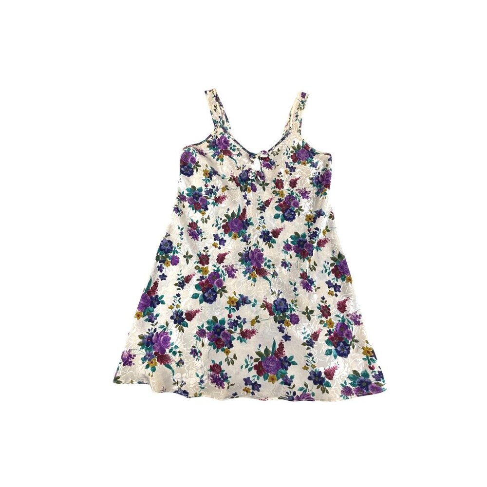 Floral Sleeveless Satin Chemise Nightgown Womens 34" chest